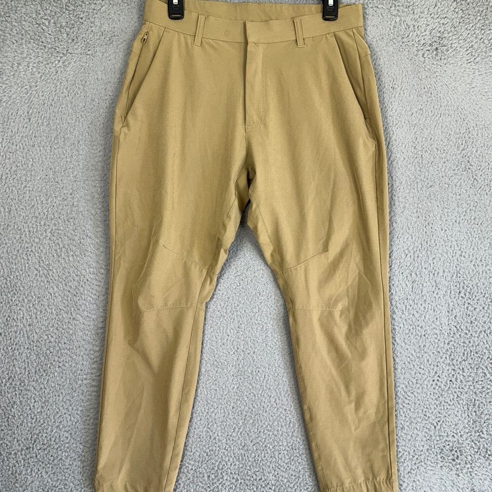 Fabletics The Only Pants Mens 30X27 Tan Chino Tech Commuter Trousers Tapered Leg